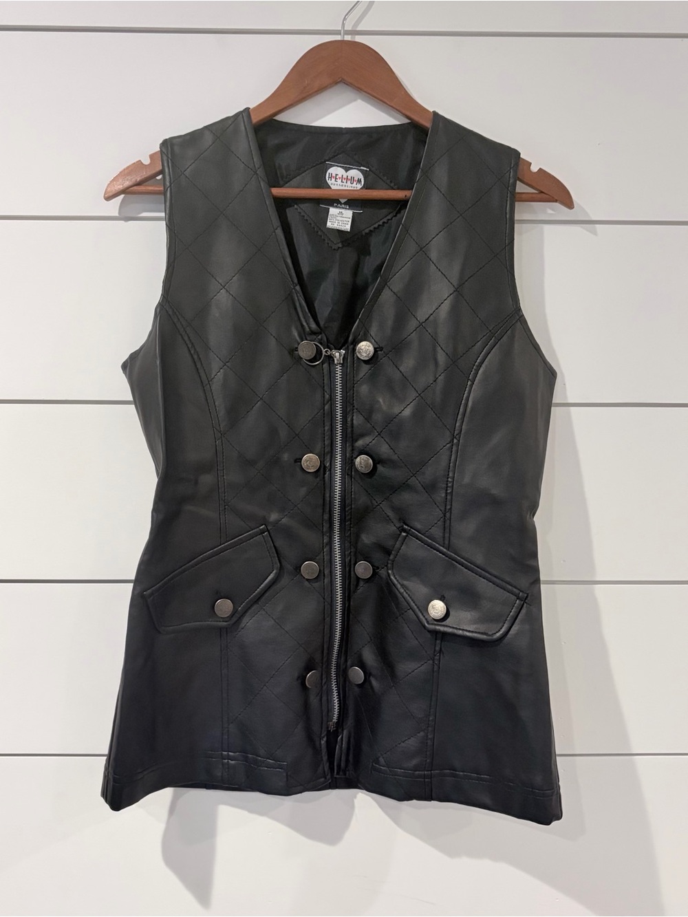 Vintage 90s Moto Grunge Faux Leather Vest Goth Biker Dark Academia M Y2K